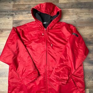 Vintage 90s Nike Reversible Jacket Mens XL Black Red Fleece Athletic Hooded 1147